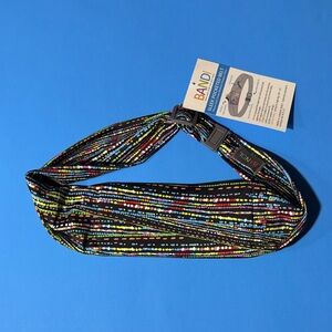 NWT BANDI Black Multi-Color Stretch Pocketed Travel Belt